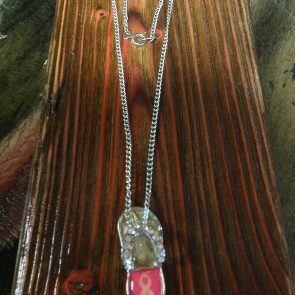 3/$15:Breast Cancer Necklace- flip flop charm - Picture 6 of 7